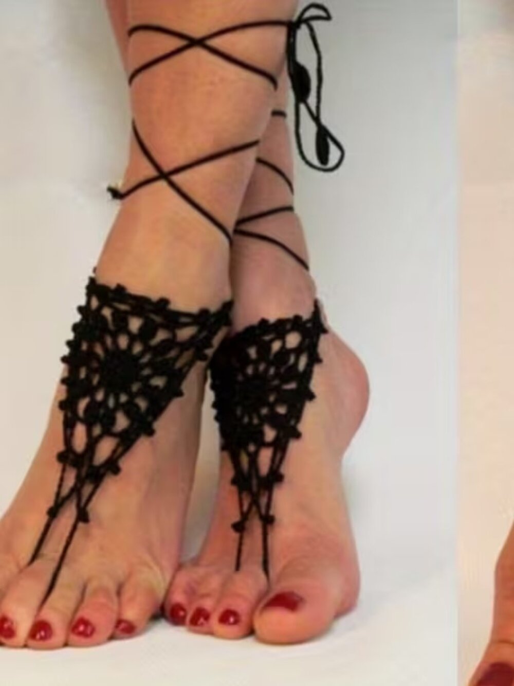 Black Barefoot Sandals Crochet Foot Ankle Bracelet Anklet Boho SEXY! LQQK!NEW!